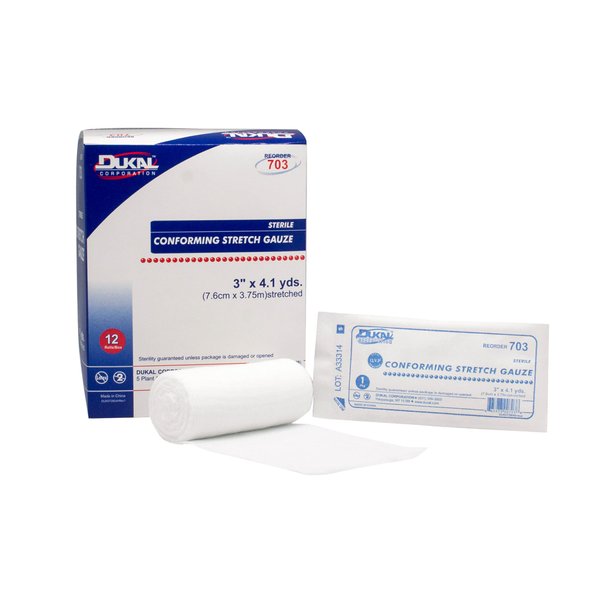 DUKAL 703 Conforming Stretch Gauze Bandage, 3" x 4.1 yd, Sterile
