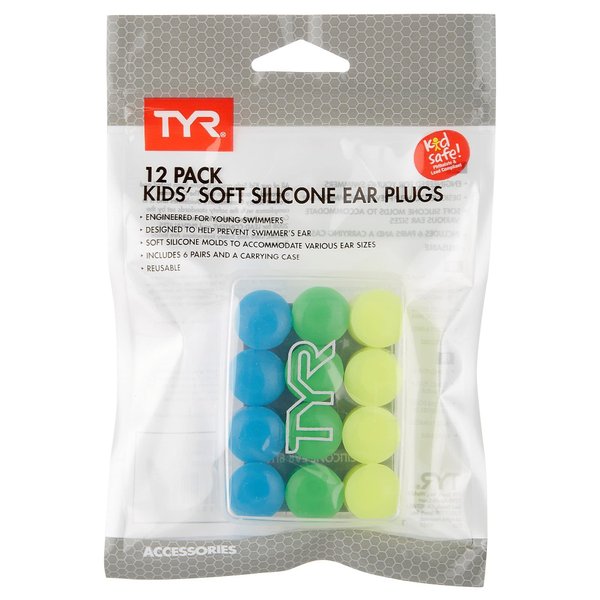 TYR Kids’ Soft Silicone Ear Plugs - 12 Pack
