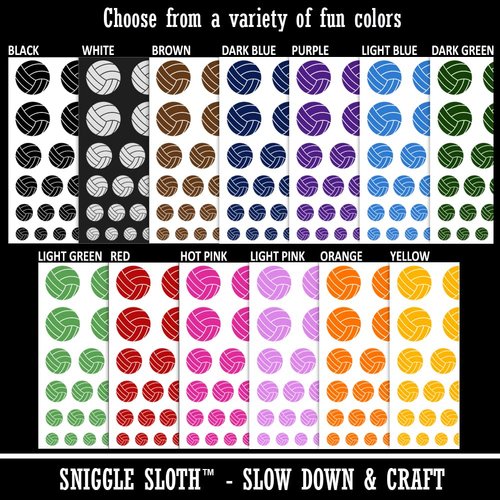 Volleyball Solid Temporary Tattoo Water Resistant Fake Body Art Set Collection - Black (One Sheet)