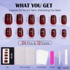 Press On Nails Short - Jofay Fashion Acrylic Press On Nails Red, Square Glue On Nails with Nail Glue, Fit Perfectly & Natural Stick On Nails in 12 Sizes - 24PCS Soft Gel Fake Nails Kit, Wine Red