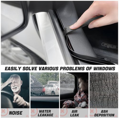 AUCELI Car Window Seal Strip, Windshield Weather Strip for Car, Automotive Waterproof Soundproof V-Shape Self Adhesive Trim Cover, Universal Vehicle Rubber Weatherstrip Draft Seal Strip