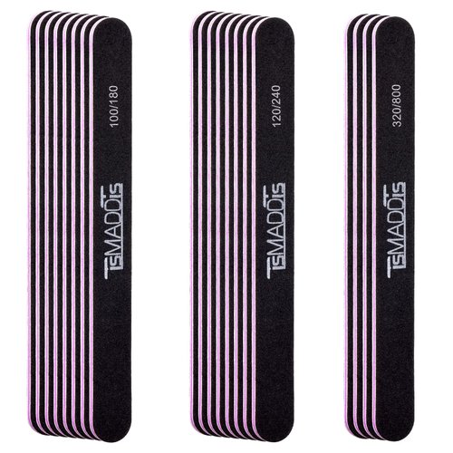 TsMADDTs Nail File 20 PCS Double Sided Emery Board for Natural Acrylic Nails 100/180 120/240 320/800 Grit, Professional Manicure Pedicure Tools, Nail Buffering Files
