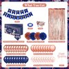 Rose Gold Birthday Party Decorations for Women Girls Blue Gold Birthday Banner and Rose Gold Birthday Balloons Garland Curtains Tablecloth Butterfly Wall Tissue Pompoms Navy Blue Birthday Supplies