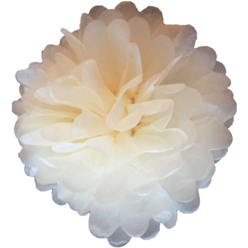 Pack of 10 Tissue Paper Flower Ball Pom pom Party Decoration Indoor Outdoor 6" 8" 10" 12" 14" (Ivory / Cream, 6")