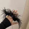1PC Elegant Artificial Ostrich Feathers Hair Scrunchies Hair Tie Rope Elastics Hair Bands Ponytail Holders Hair Accessories for Women Girls, Black