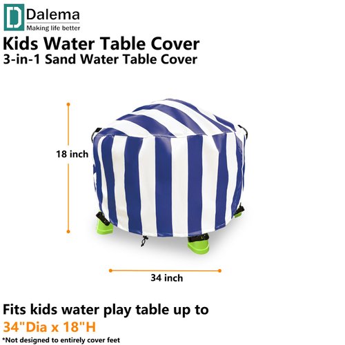 Dalema Water Table Cover Round,Outdoor Waterproof Kids Water Table Cover for Water Table,Toddle Water Play Table Toys Cover for Fish'n Splash Water Table(Navy,34''x18'')
