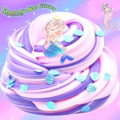 KUALUDJIT Mermaid Scented Butter Slime Toy Kit for Girls and Boys,Super Soft and Non Sticky ，Focus On Relieve Stress DIY Surprise Slime, Birthday Gift and Easter Party Favors（7oz）