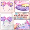 Akkya Mouse Ears Headband Hair Clips Accessories for Women Girl Kid Adult Birthday Party Princess Park Costume Mini Bow Gift Purple Sun