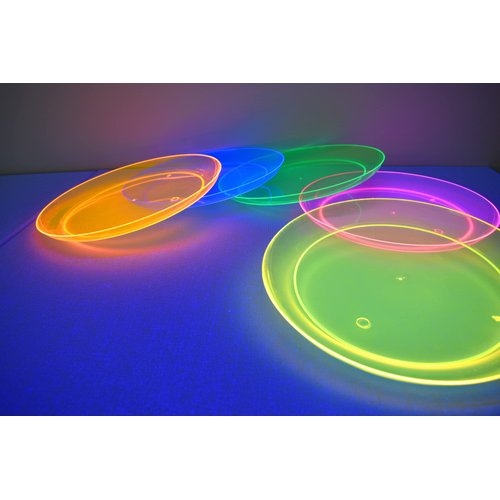 DIRECTGLOW LLC Blacklight Reactive Party Plates with FREE Blacklight Balloons (40, 10.25 inch)