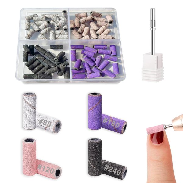 Ainiya Sanding Bands for Nail Drills, 80 pcs Small Bands with 3.1mm Mandrel Bit Nail Drill Bits 80#120#180#240# for Acrylic Nails Gel Manicures and Pedicure