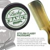 Lucky Franc's Real Horn Handmade Beard Comb for Men. Detangling Static-Free Fine Tooth Comb for Mustaches and Beards. Gift for Men. Pocket Size Moustache Comb in Metal Tin. Ox Horn Comb