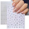 Star Nail Sticker 6 Sheets Gold Sliver Star Nail Art Stickers Shiny Gold Laser Silver Black Rhinestone Stars Nail Decals Glitter Charms Four-Pointed Star Nail Design Nail Accessories for Women Girl