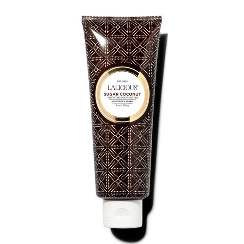 LaLicious Sugar Coconut Body Butter - Hydrating Body & Skin Moisturizing Cream with Whipped Shea Butter, Vitamin E, Cucumber Extract & Apricot Oil - No Parabens (8oz)