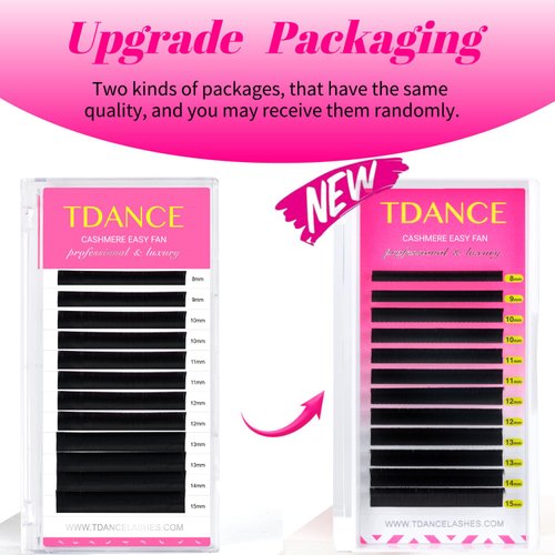 TDANCE Cashmere Easy Fan Lash Extensions 0.05mm CC Curl 8-15mm Self Fanning Volume Lash Extensions Matte Black Mega Volume Lash Extensions (0.05-CC,8-15mm)