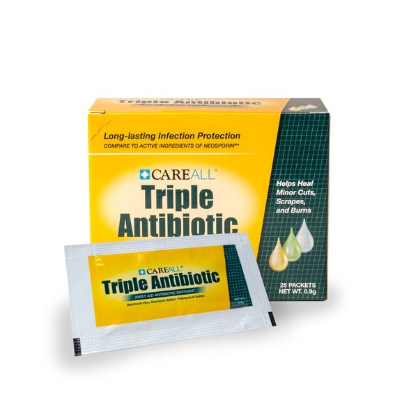 CareALL® Triple Antibiotic Ointment 0.9gr (25 Pack) Foil Packet, First Aid Ointment for Minor Scratches and Wounds, Prevents Infection, Compare to The Active Ingredients of Leading Brand.