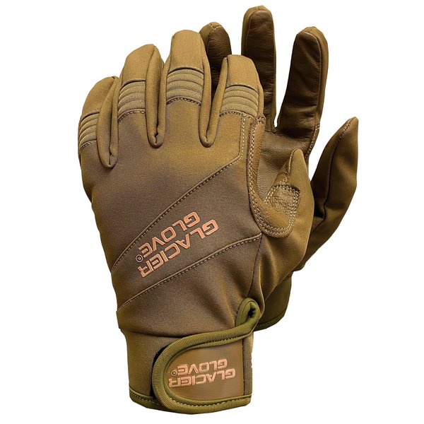 Glacier Glove Unisex Guide Water-Resistant Lightweight Breathable Flexible Adjustable Durable Genuine Leather Palm Hunting Shooting Fishing Safety Glove, Coyote Brown, Small