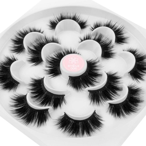 DYSILK Wispy Lashes Mink Eyelashes - Fluffy Eyelashes 7 Pairs 6D Lashes Faux Mink Eyelashes Wispy Lashes Natural Look False Eyelashes Long Lashes Pack Mink Lashes Soft Reusable Eye Lashes |006
