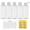 LISAPACK 3.4oz Travel Bottles For Toiletries (5pcs), Travel Size Containers for Shampoo (100ml, Clear)