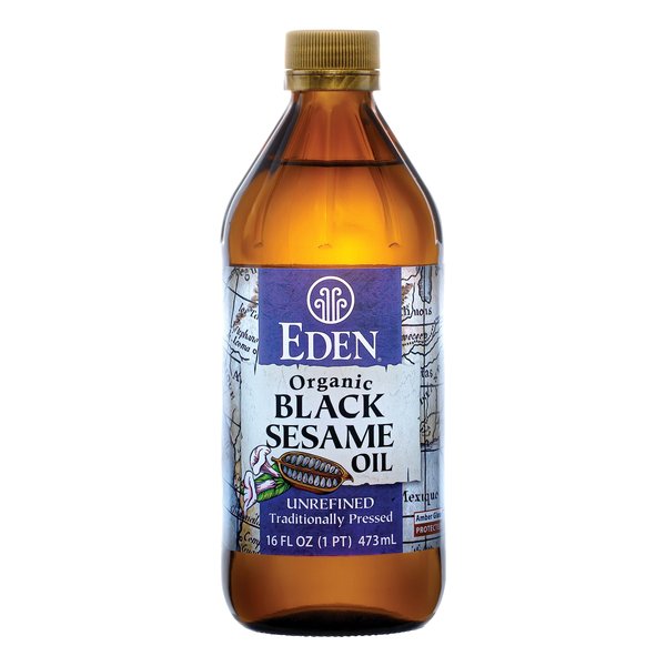 Eden Organic Black Sesame Oil, Cold Pressed, Unrefined, 100% Black Sesame Seed, 16 oz Amber Glass Bottle