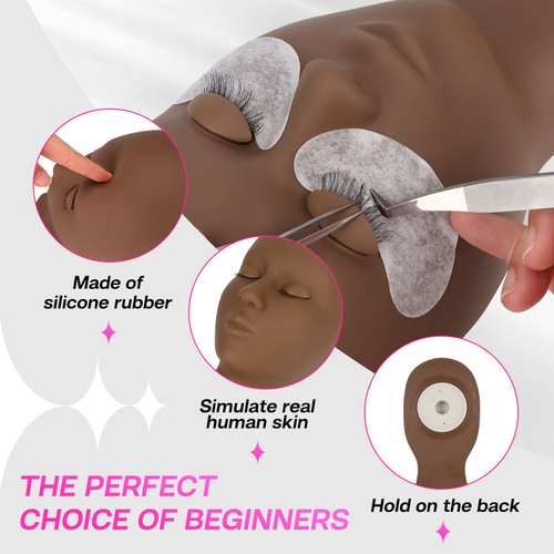 Lash Mannequin Head, CALAILIS Mannequin Head, Eyelash Extension Mannequin Head, Doll Head for Lash Extensions, Eyelash Mannequin Head with 4 Pairs Removable Eyelids (Black Color)