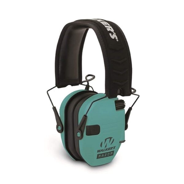 Walker's Razor Slim GWP-RSEM-LTL Electronic Muff Light Teal, 2 'AAA' Batteries