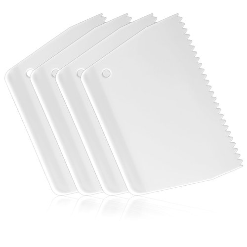 JIYIN 4 Pcs Adhesive Spreader, Plastic Notch Trowel 3/16" Tooth Reusable Notched Glue Spreader Hardwood Flooring Spreaders for Spread Epoxy Glue Epoxy Resin Putty