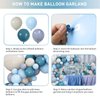 Slate Blue and Beige Balloon Garland Arch Kit, Dusty Blue Pastel Baby Blue White Sand Beige Latex Boho Balloons Arch Kit for Boys Ocean Birthday Baby Bridal Shower Wedding Party Decorations Supplies