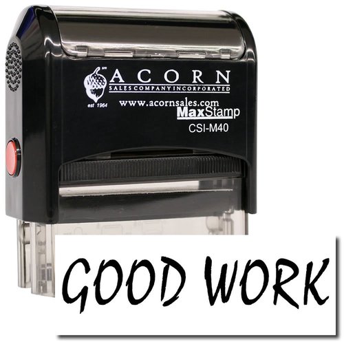 Large Self-Inking Grading Stamp with Blue Ink, Ideal for History Teachers - Good Work Stamp, 7/8 x 2-1/4, Durable, Easy to Use - Ideal for Grading Papers, Assignments, and Tests, Refillable Stamp