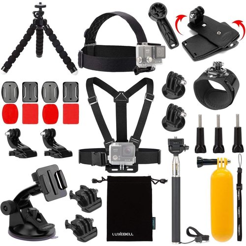 Luxebell Accessories Kit for AKASO EK5000 EK7000 4K WiFi Action Camera GoPro Hero 12 11 10 9 8 7 6 5/Session 5/Hero 4/3+/3/2/1 Max Fusion SJ4000 SJ5000 (14-in-1)