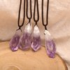 Paialco Big Natural Amethyst Quartz Crystal Point Pendant Necklace, Cord String