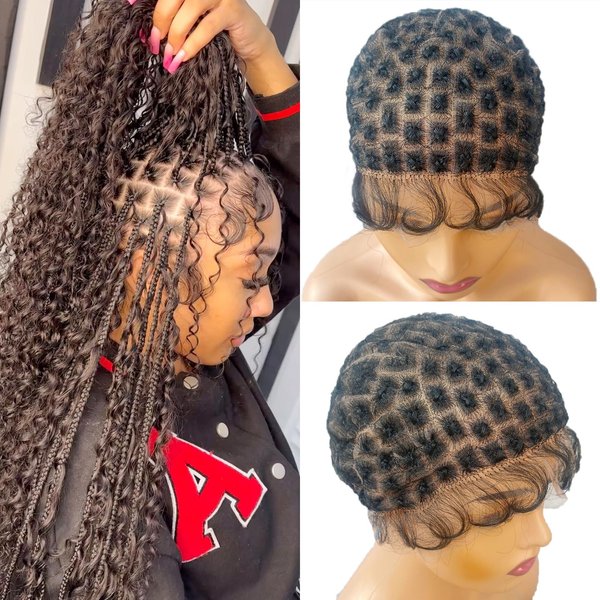 Siddiuop Braided Wig Caps with Baby Hair Double Full Lace Crochet Wig Cap for Making Crochet Wigs Crotchet Cap Sew In Caps Breathable Lace Wigs Caps Glueless Hair Net Liner Crochet Wig Caps