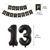Official Teenager 13th Birthday Decorations Black for Boys, 13th Birthday Banner Black Number 13 Birthday Star Foil Balloons 13th Birthday Confetti Balloons for Boys 13 Years Old Birthday(Black)