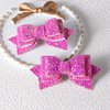 3" Glitter Hot Pink Hair Bow Clips Cute Sparkly Sequins Alligator Barrettes Pins for Baby Toddler Teens Flower Girls Birthday Wedding Xmas Party Dress outfit Accessory Back School Gift