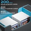 ZLCA Card Deck Box with Display Window,MTG Commander Deck Box Fits 200 Double-Sleeved Cards with Dice Tray & 35pt Magnetic Card Holder-Grey&Blue