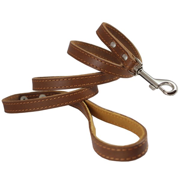 4' Genuine Leather Classic Dog Leash 5/8" Wide, Medium Dogs