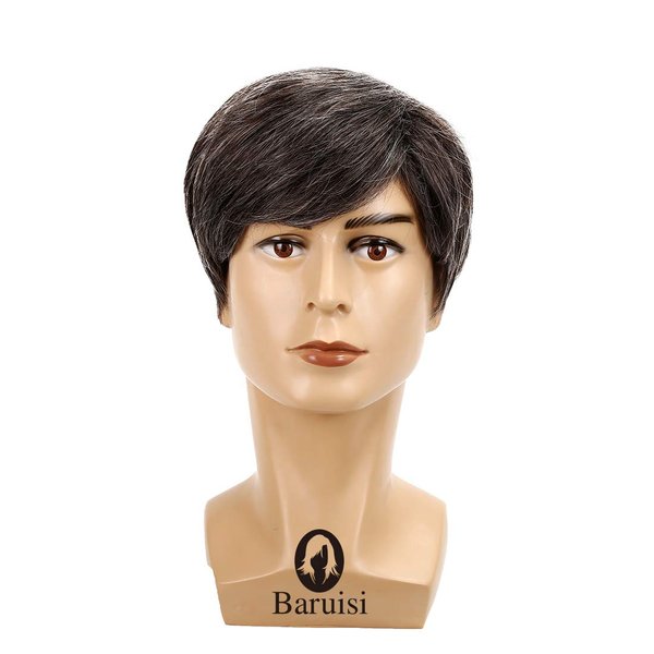 Baruisi Men's Short Gray Wig Synthetic Costume Halloween Hair Wigs for Men Cosplay