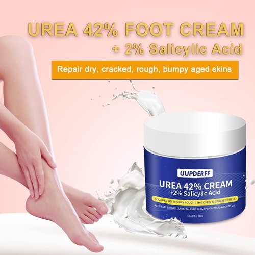 Urea Cream 42 Percent for Feet with 2% Salicylic Acid 5.64 Oz - Remover Hand Cream Foot Cream For Dry Cracked Dead Feet Hands Heels Elbows Nails Knees - Repairs Softens Moisturizes Exfoliates