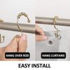BATHDESIGN Shower Curtain Hooks Rings, Rust Proof Shower Curtain Hooks Double Sided, Sturdy Stainless Steel Shower Curtain Hangers for Bathroom Shower Curtain Rod, Gold, Set of 12