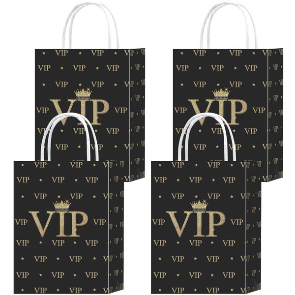 Tyndallrays 16 Pieces VIP Goodie Bags for VIP Birthday Party Supplies,VIP Gift Snacks Treat Candy Party Favors Bags with Handles for Kids Adults Hollywood Movie Theme Party Decorations