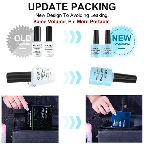 No Wipe Top Coat Base Coat Soak Off Set 10ml LED Lamp Cure Quick Dry Clear Shine Gloss Mirror Long Lasting Nail Art Gel Polish Resin Tested Formula For Home And Salon Use