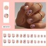 Extra Short Press on Nails Square Fake Nails Flower Designs - LPOODDNU 24 Pcs Spring False Nails Cute Small Acrylic Press on Nails Stick on Nails Reusable Artificial Nails for Women Manicure Supplies