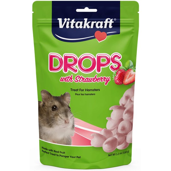 Vitakraft Drops Hamster Treat - Strawberry - Yogurt Treats for Hamsters Pink 5.3 Ounce (Pack of 1)