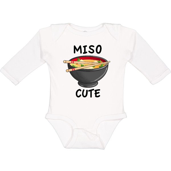 inktastic Miso Cute with Miso Soup Long Sleeve Creeper 6 Months 0020 White 29586