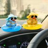 wonuu Dashboard Decoration Rubber Duck, for Car Ornament Accessories with Cowboy Hat Swim Ring Necklace Sunglasses, Z Glitter Blue&Sun Hat Blue&Blue