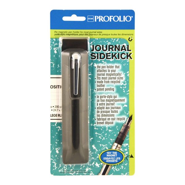 Itoya ProFolio Sidekick Pen Holder, Recycled Leather Case, Magnetic, Black (JS1-BKBP)