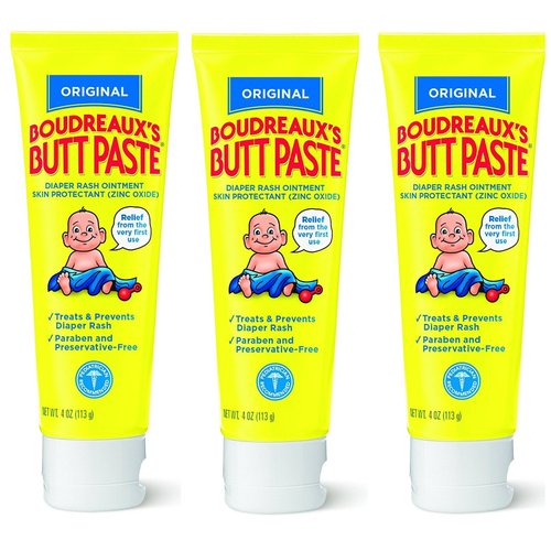 Boudreauxs Butt Paste Diaper Rash Ointment, XRCref, Original - Contains 16% Zinc Oxide - Pediatrician Recommended - Paraben and Preservative-Free - 3Pack (4 Ounce)
