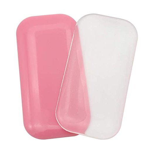DNHCLL 2 PCS Reuseable Eye Lashes Pads Pallet Stand, Rectangle Soft Silicone Eyelash Extension Pad Eye Lash Glue Stand Tray Holder(Pink and Clear)