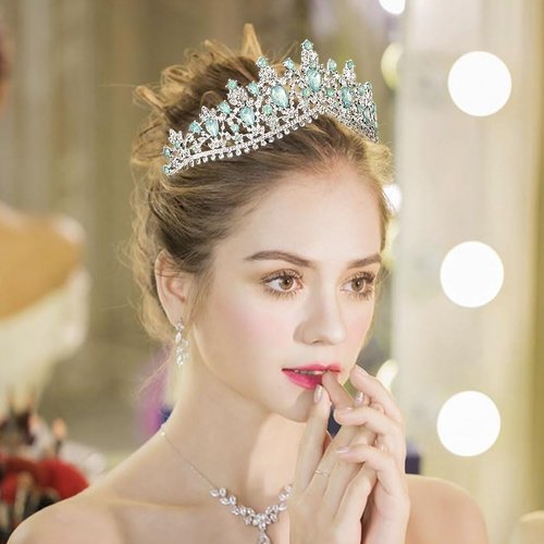 Woeoe Crystal Women Wedding Tiara Rhinestone Silver Bridal Crown Princess Tiara Headband Costume Birthday Party Hair Accessories