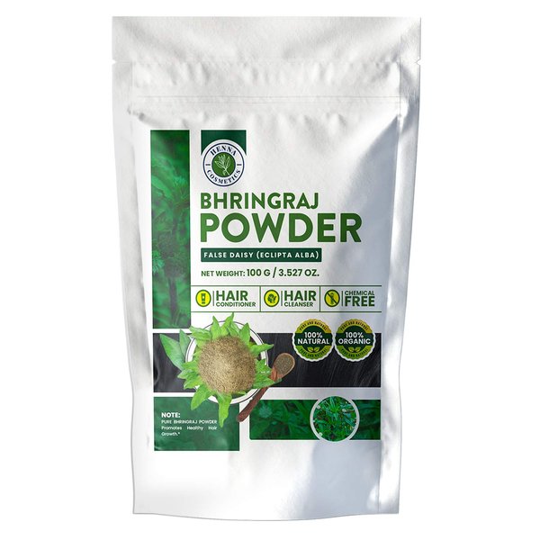 Bhringraj Powder or False Daisy (Eclipta Alba) | 100 Grams (3.5 Ounces) | 100% Natural, Organic, Herbal Supplement, Hair Conditioner | Henna Cosmetics