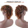 SCENTW High Puff Afro Ponytail with Bangs Short Kinky Curly Drawstring Ponytail Extension No Drawstring Synthetic Clip in Mohawk Ponytail Bun with Bangs Wrap Updo Clip in Hair Extensions